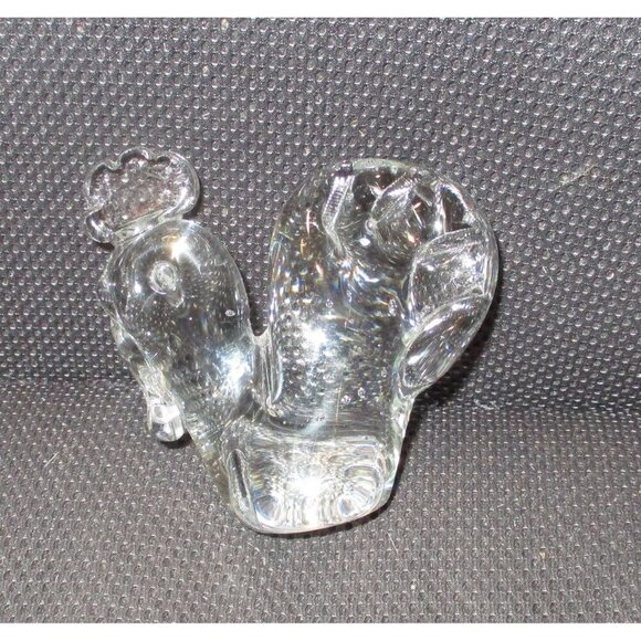 Rooster Paperweight Vintage Glass Figurine with bubbles office chicken farm bird - Picture 1 of 5